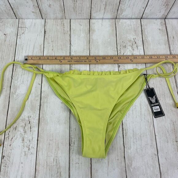 Go Coco Bandeau Top & Tie Side Bikini Bottom Set Sz L Celery Green NWT - Picture 9 of 9